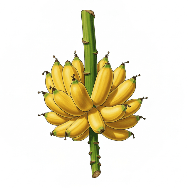 Banana (กล้วย (Gluay)) Ghibli style botanical illustration