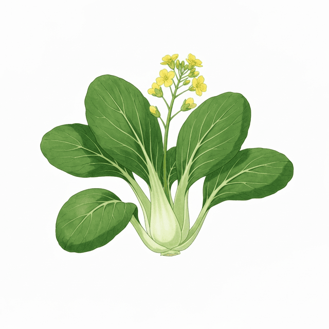 Bok Choy (ผักกวางตุ้ง (Pak Kwangtung)) Ghibli style botanical illustration