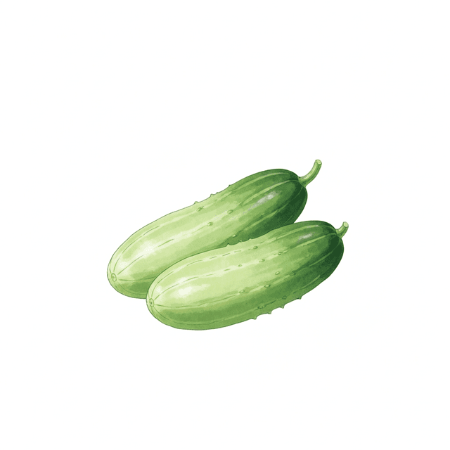 Thai Cucumber (แตงกวา (Taeng Kwa)) Ghibli style botanical illustration